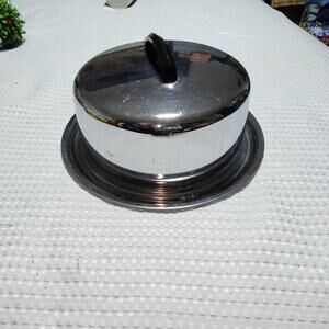 VINTAGE EVEREDY MCM 10" SILVER CAKE PAN SAVER CARRIER